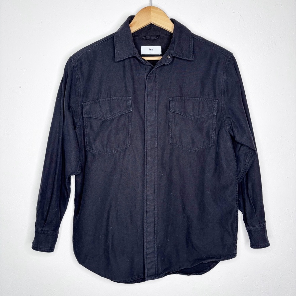 TNA Black Denim Shirt Jacket Size S (1) EUC
